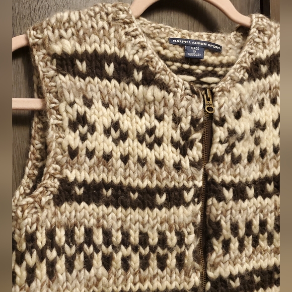 Vintage Ralph Lauren Hand Knit Sweater Vest Wool Ski Native American Cohican M - Picture 2 of 8